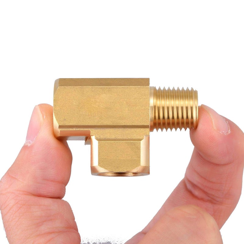 Litorange 2 PCS Metals Brass Pipe Fitting Barstock Male Branch Tee T Adapter 3/8" NPT Female x 3/8" NPT Male x 3/8" NPT Female (Pack of 2) - Image 1